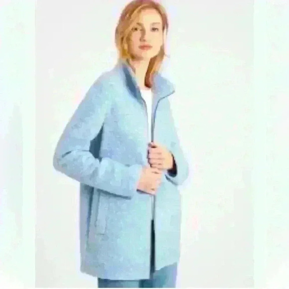 NWT Banana Republic Knit Wool Funnel Neck Coat Powder Blue . XL. - Picture 1 of 7